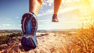 close up of runner's shoes