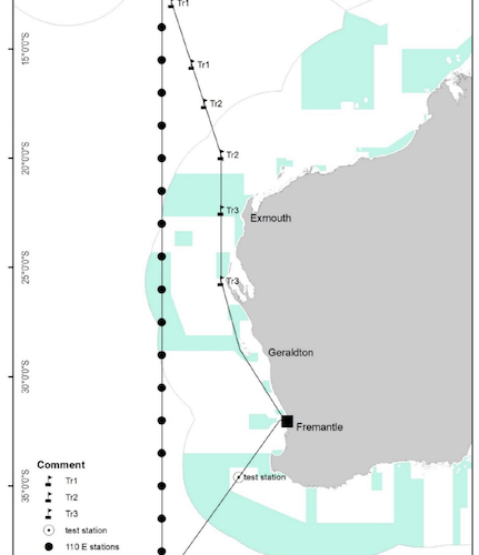 Voyage track of the Indian Ocean carbon export research project